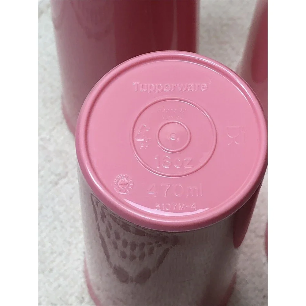 Tupperware Heritage Pink 16oz Tumblers Set of 4  #5107 No Lids